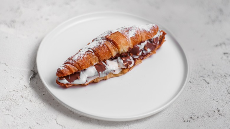 Ice Cream Sandwich using a croissant