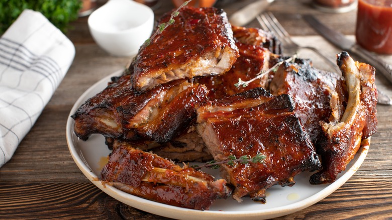 ribs cut up on plate