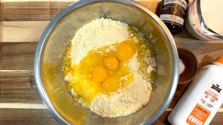 Dry yellow cake mix with four egg yolks