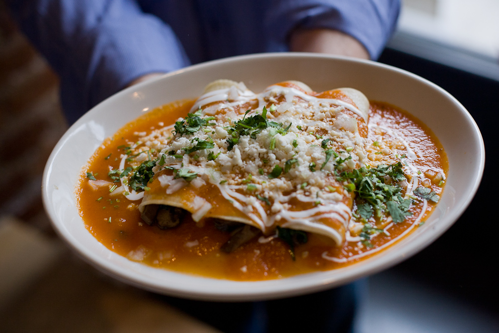 Spinach and mushroom enchiladas