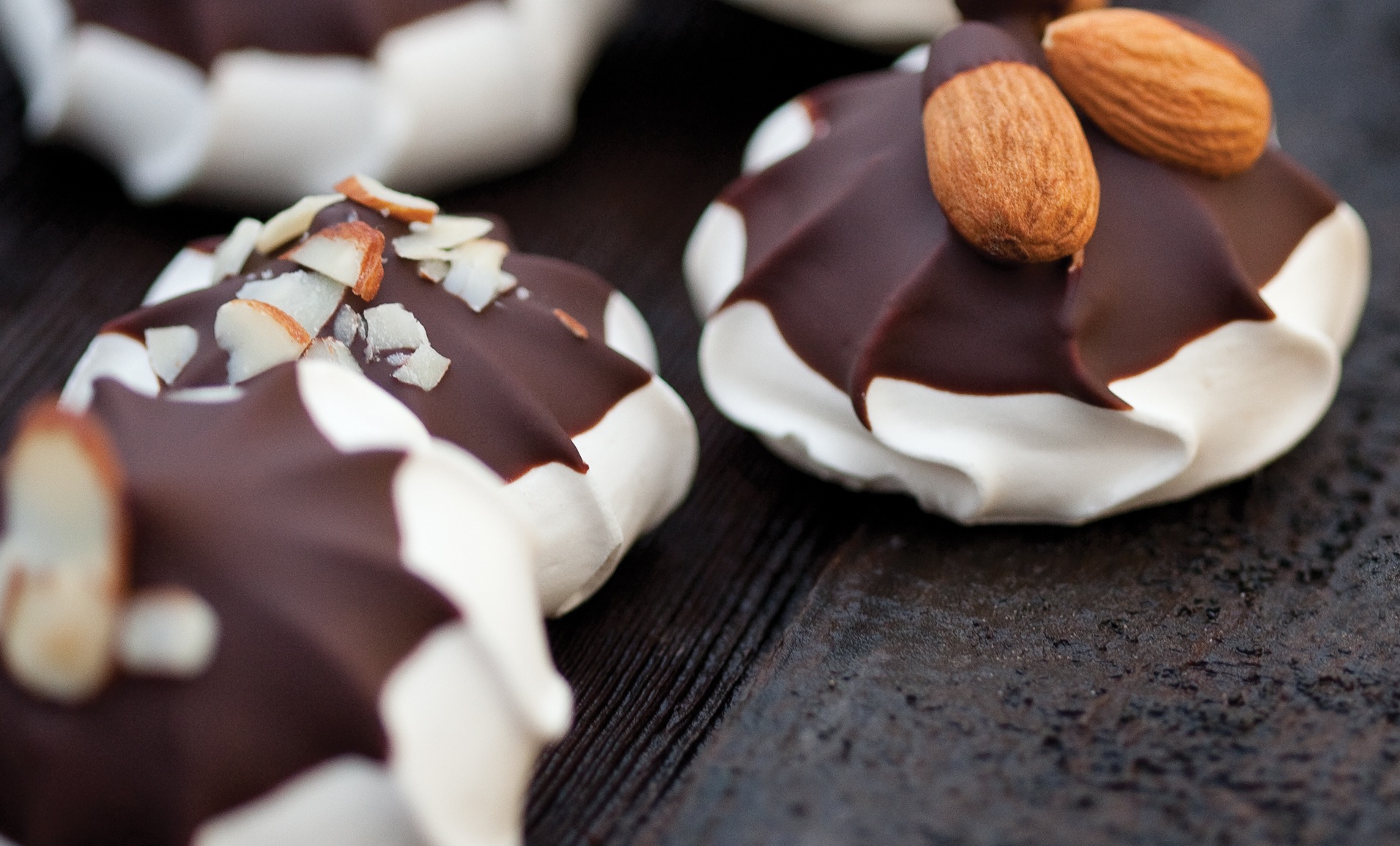 Chocolate Dipped Almond Meringues Recipe Food Republic