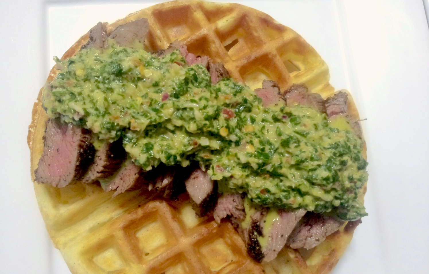 Tapioca Cheese Waffles With Chimichurri Steak Recipe - Food Republic